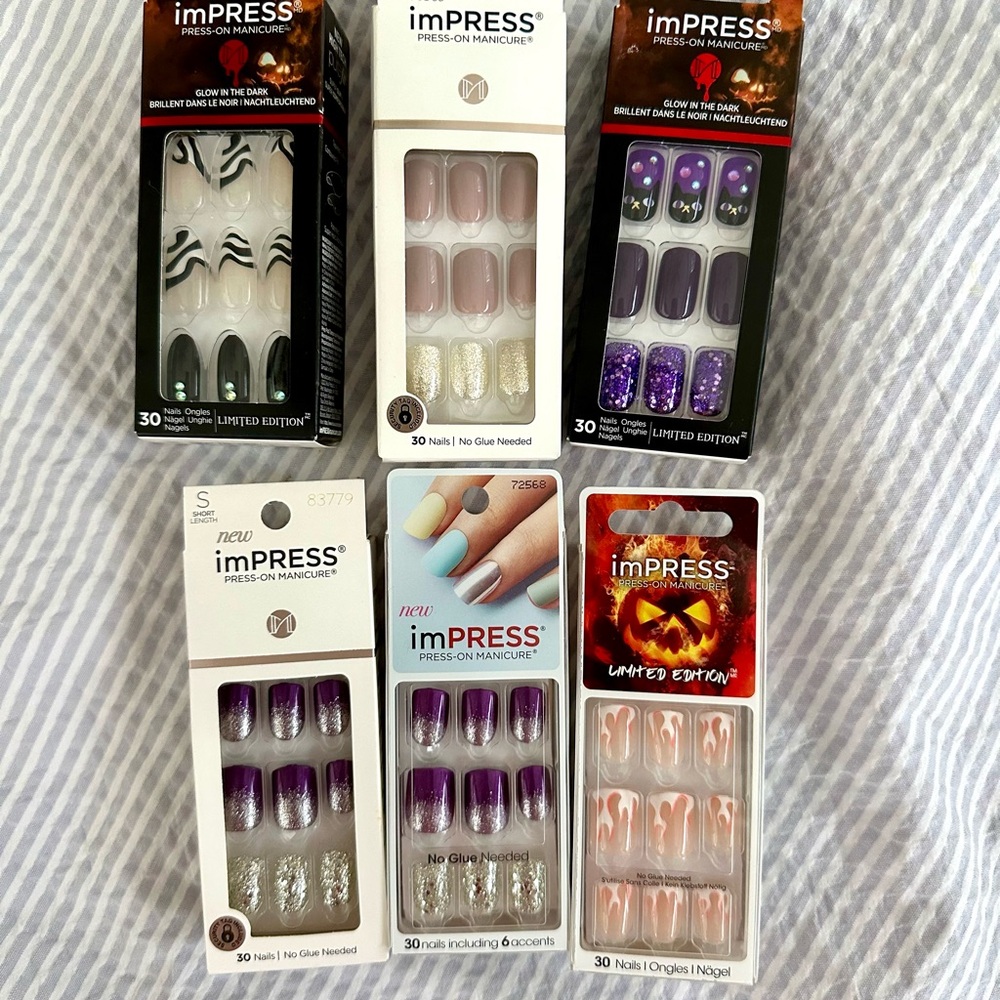 imPRESS Press-On Nails Collection - Black, Purple, Pink, White
